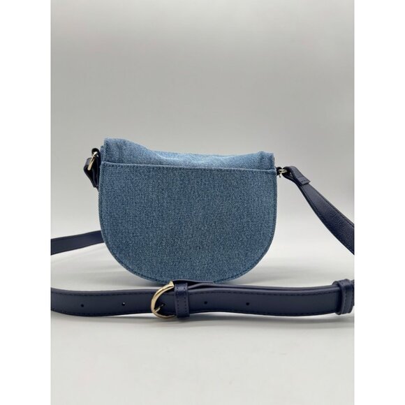 On 34th Holmme denim small saddle crossbody bag - Blue - Picture 3 of 10